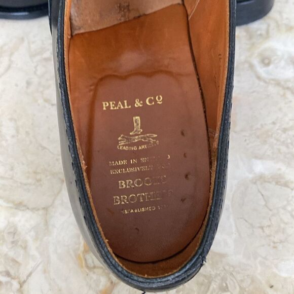 Peal & Co. For Brooks Brothers Slip On Wingtip Leather Shoes - Size 13D - Picture 11 of 14